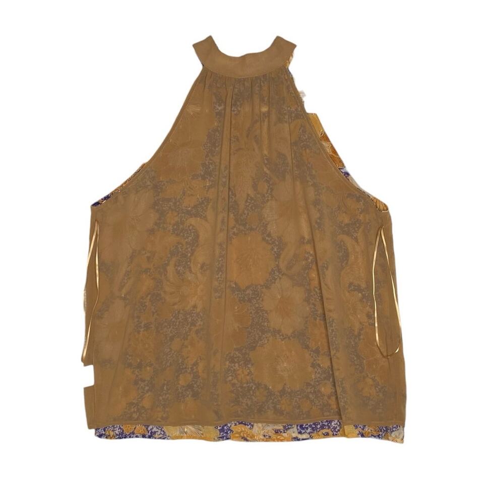 cupcakes & cashmere Floral Halter Top Large Gold Metallic Purple Size Large Boho - Picture 12 of 15